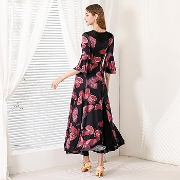 Amazon.co.jp: [ボズとガルヤ] 花柄 ワルツ専用ドレス 社交ダンス